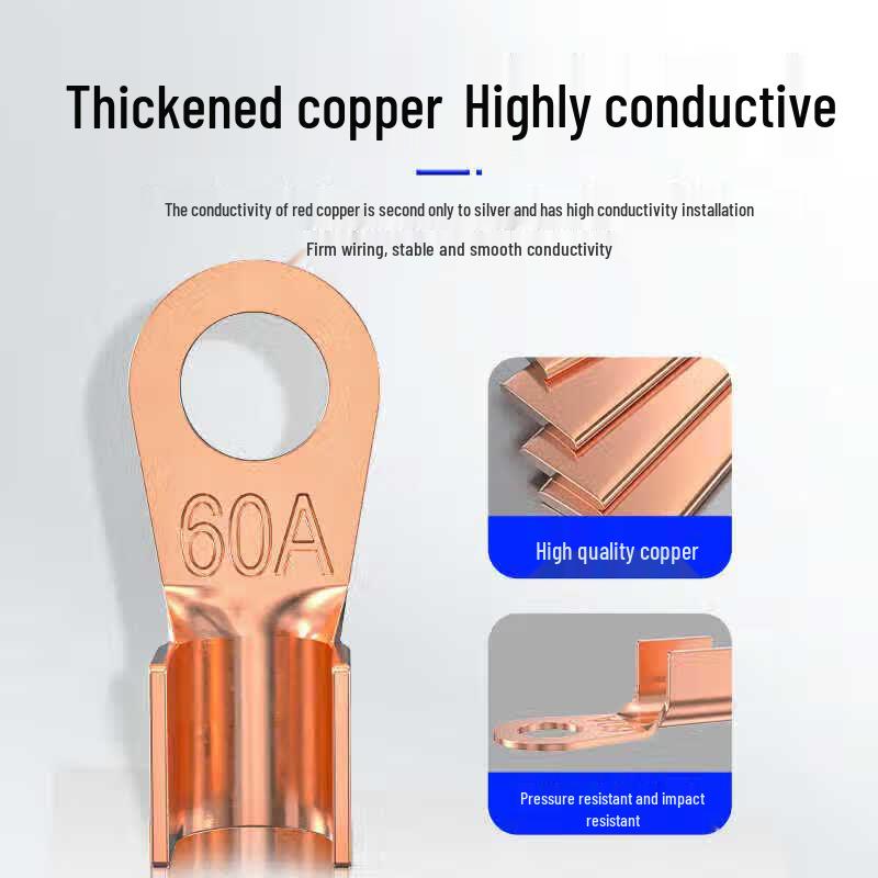 Meibaogu Red Copper Open-Barrel Ring Terminals