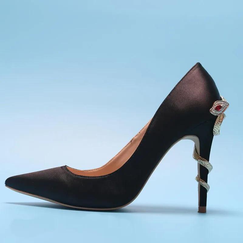 Fashion Luxury Handmade Diamond Snake Shaped Wrapped High Heels Bridal Wedding Dress Banquet Fashion Party Sexy Single Shoes Size 34-43