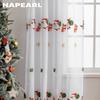 1PC NAPEARL Christmas Style Sheer Curtains Exquisite Santa Claus Pattern Embroidered Tulle for Living Room Bedroom Balcony Window Home Decor