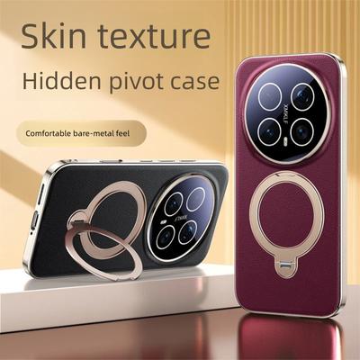 Premium Magnetische Vegane Leder Hidden Stand Hülle für Honor Magic 7 8 Pro Hülle 360 Drehbarer Metallbügel Galvanisierter Rahmen