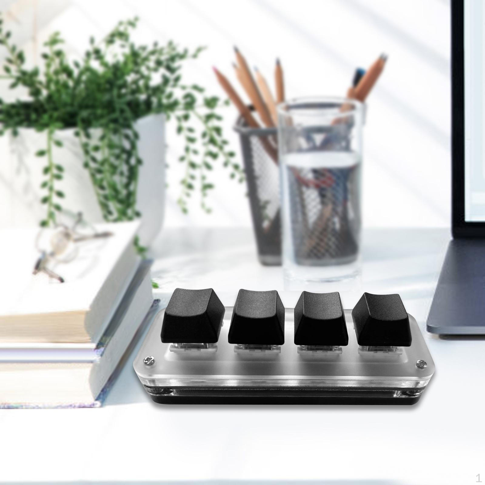 

Мини 4-кнопочная клавиатура Компьютерная клавиатура Профессиональная RGB с USB-кабелем Самопрограммирование для чёрный