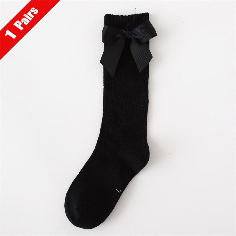1/5Pairs Children Girls Socks With Bows Cotton Soft Toddlers Long Socks Kids Princess Dance Knee Stocking For Girls 1-8Years Old