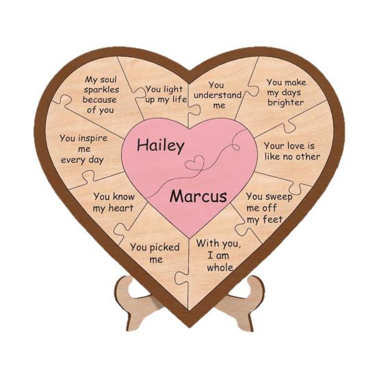 Powody, dla których Cię kocham Spersonalizowane Puzzle w kształcie serca Indywidualne prezenty walentynkowe Drewniana tabliczka w kształcie serca z romantycznymi wiadomościami dla niej lub dla niego
