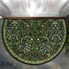 Elegant Vintage Floral Semi-Circular Carpet Soft Non-Slip Decorative Mat 2D Print Botanical Rug for Front Door Porch Balcony Decor