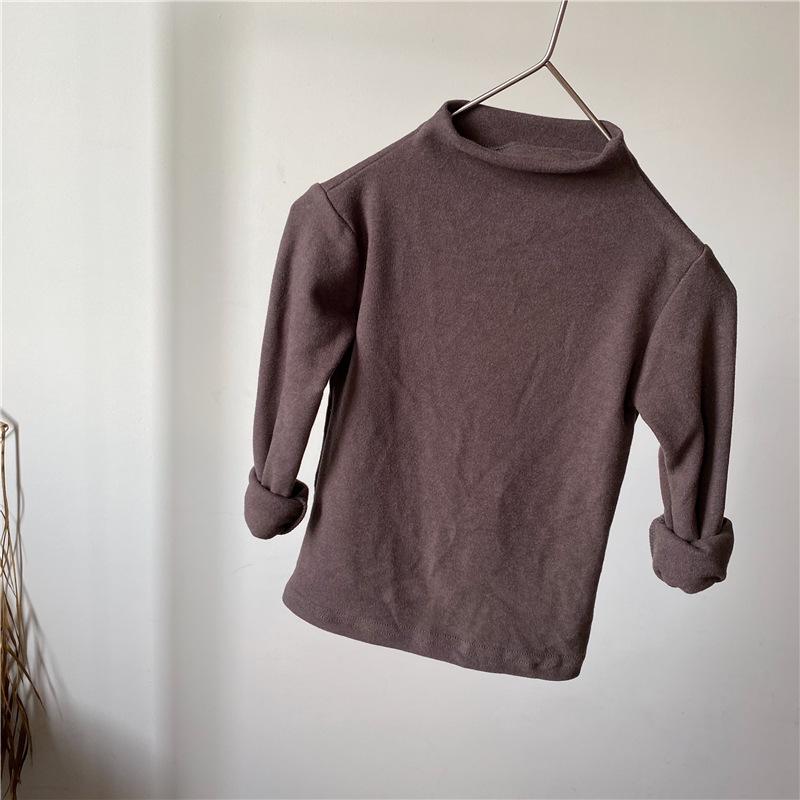 

GL-Kids Хлопковая базовая рубашка в корейском стиле - С начесом, Утепленная, Полувысокая горловина, Осень/Зима, Унисекс для мальчиков и девочек. 100 cm