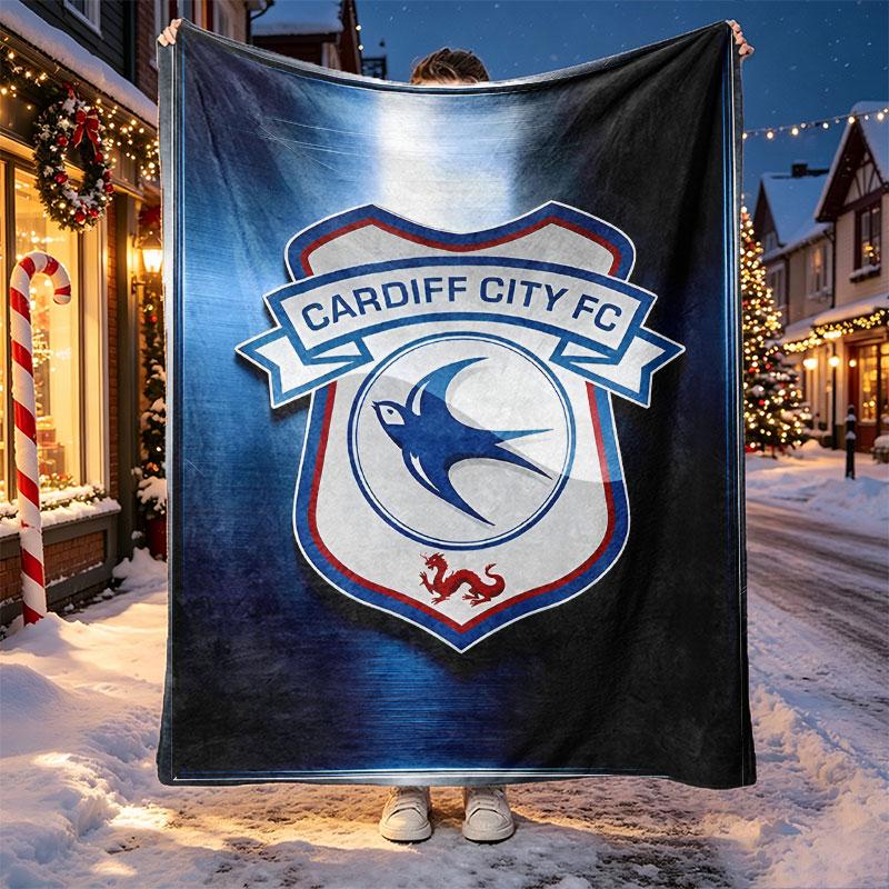 Cardiff City FC Pattern Blanket for Home Decoration, Bed, Sofa, Car Travel, Camping, Suitable for All Seasons, Birthday Christmas Gift