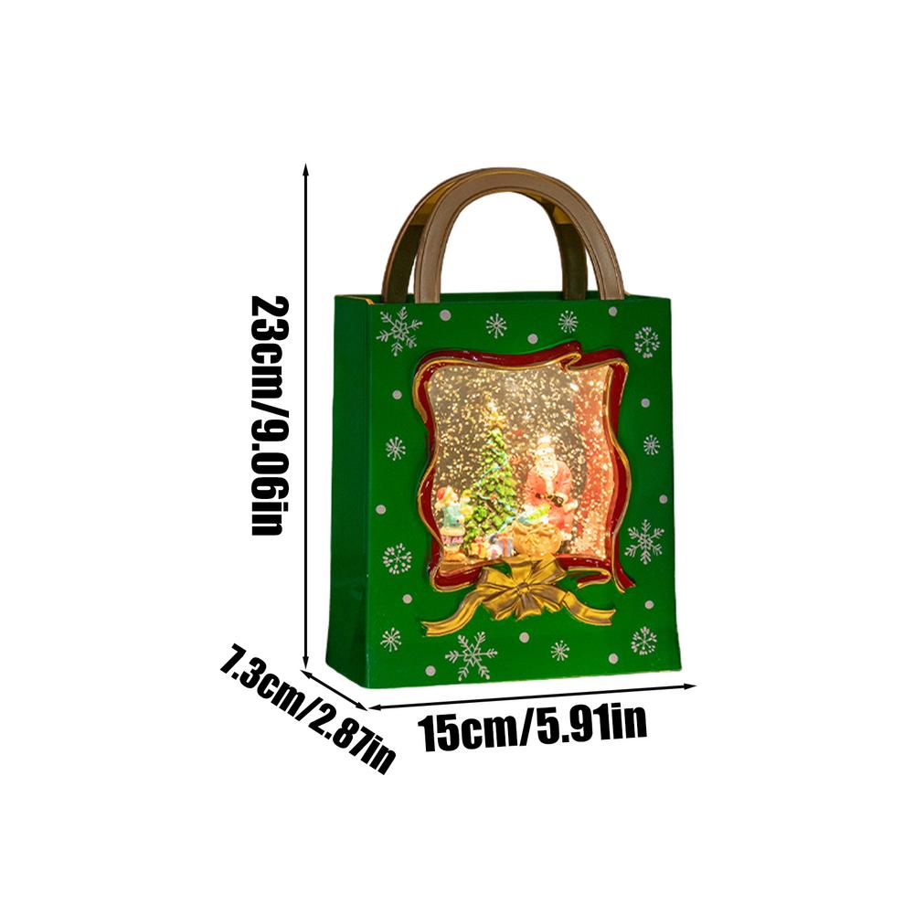 

Санта снежный шар фонарь музыкальный рождественский снежный фонарь на батарейках ночник сумка электрический снежный шар Санта снеговик зелёный