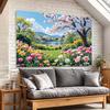 2D Blooming Spring Garden Backdrop Photography Background Banner