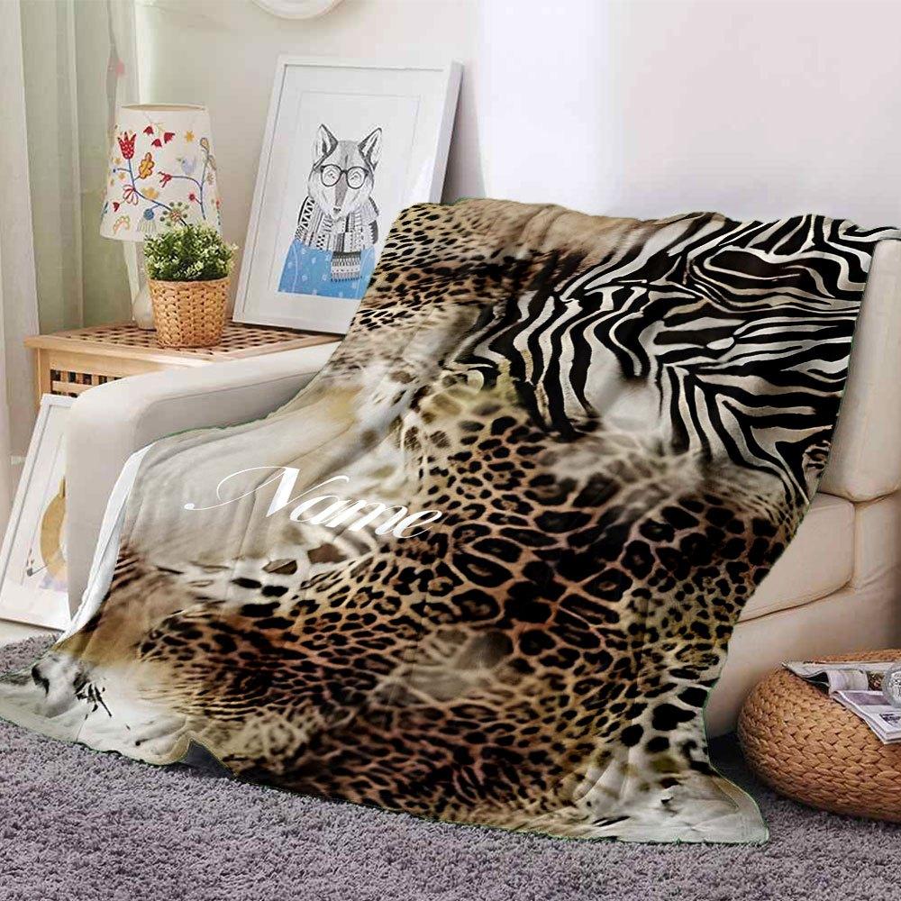 Leopard And Zebra Print Home Customize Your Name Blankets Soft Lightweight And Versatile For All Seasons Perfect For Picnics Sofa Office Bed Living