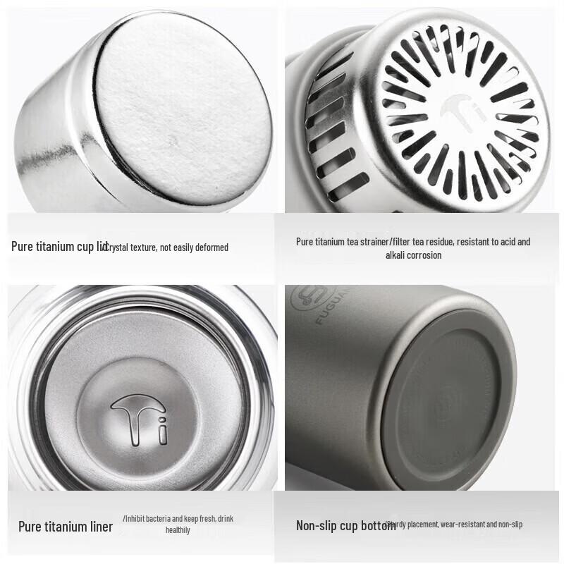 FUGUANG 500ml Pure Titanium Insulated Tea Infuser Mug