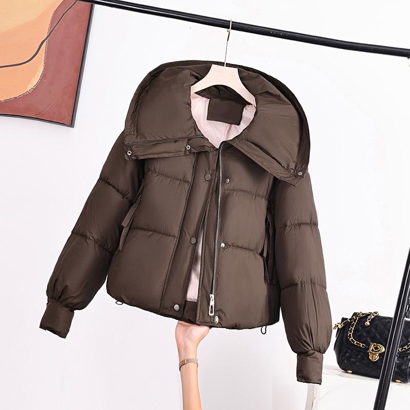 Lapel solid color small down cotton-padded clothes women's short cold-proof bread clothes student cotton-padded jacket