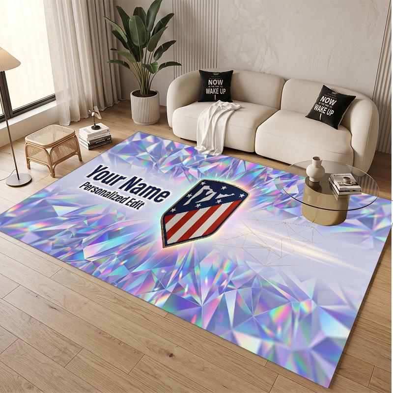 Personalisierter Kristall-Samt-Teppich Atletico Madrid FC Muster Rutschfester Bodenläufer
