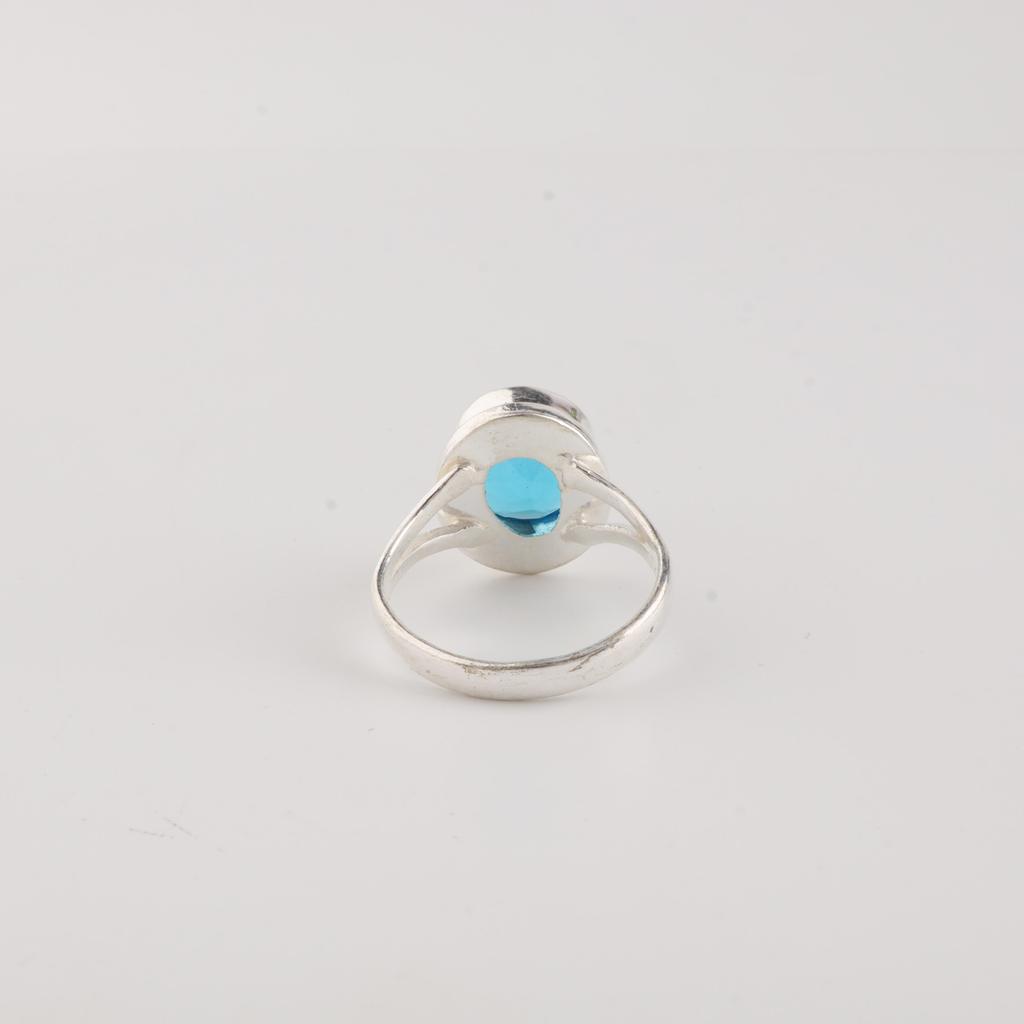 Swiss Blue Topaz Gemstone 925 Sterling Silver Handmade Jewelry Designer Ring Valentine's Gift For Her RR-80-13