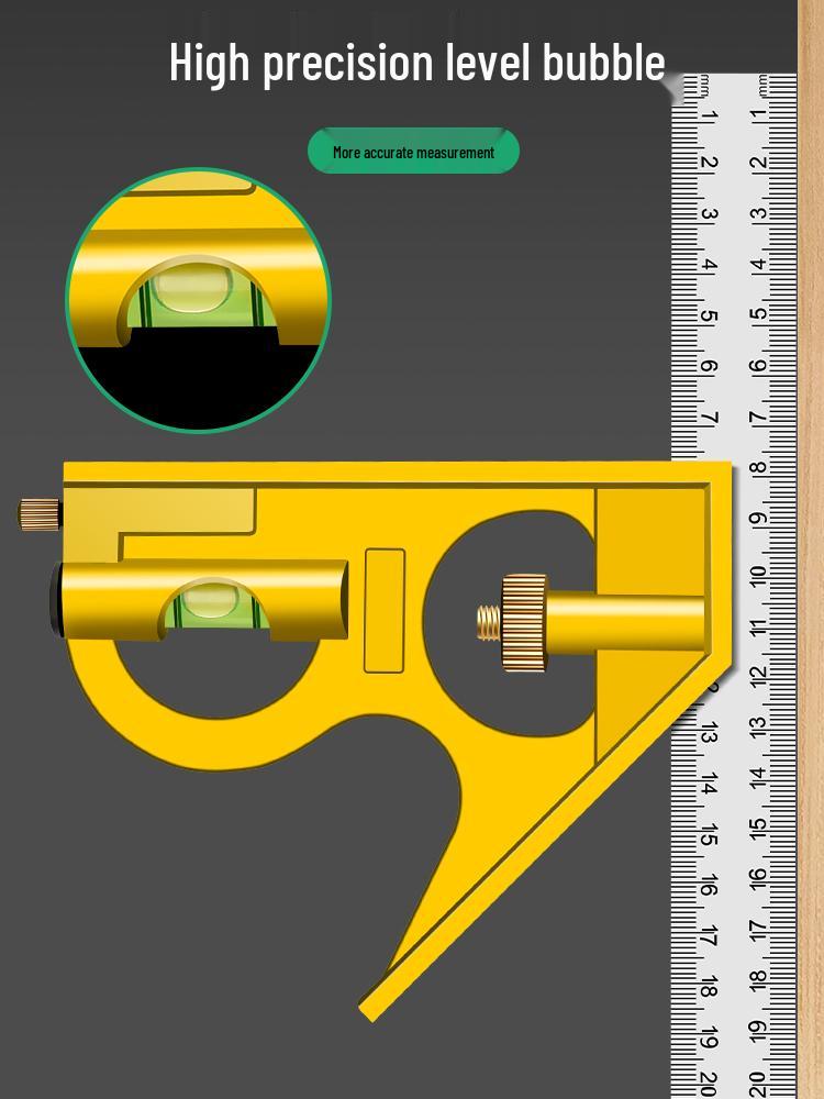 Multifunctional Stainless Steel 90° Angle Ruler for Woodworking
