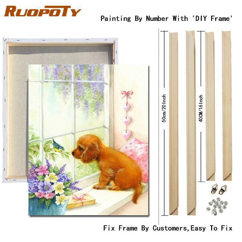 RUOPOTY Kočka malba podle čísel Nástěnná kresba na plátně Jedinečný dárek Obraz podle čísel Zvířecí dekorace do dětského pokoje
