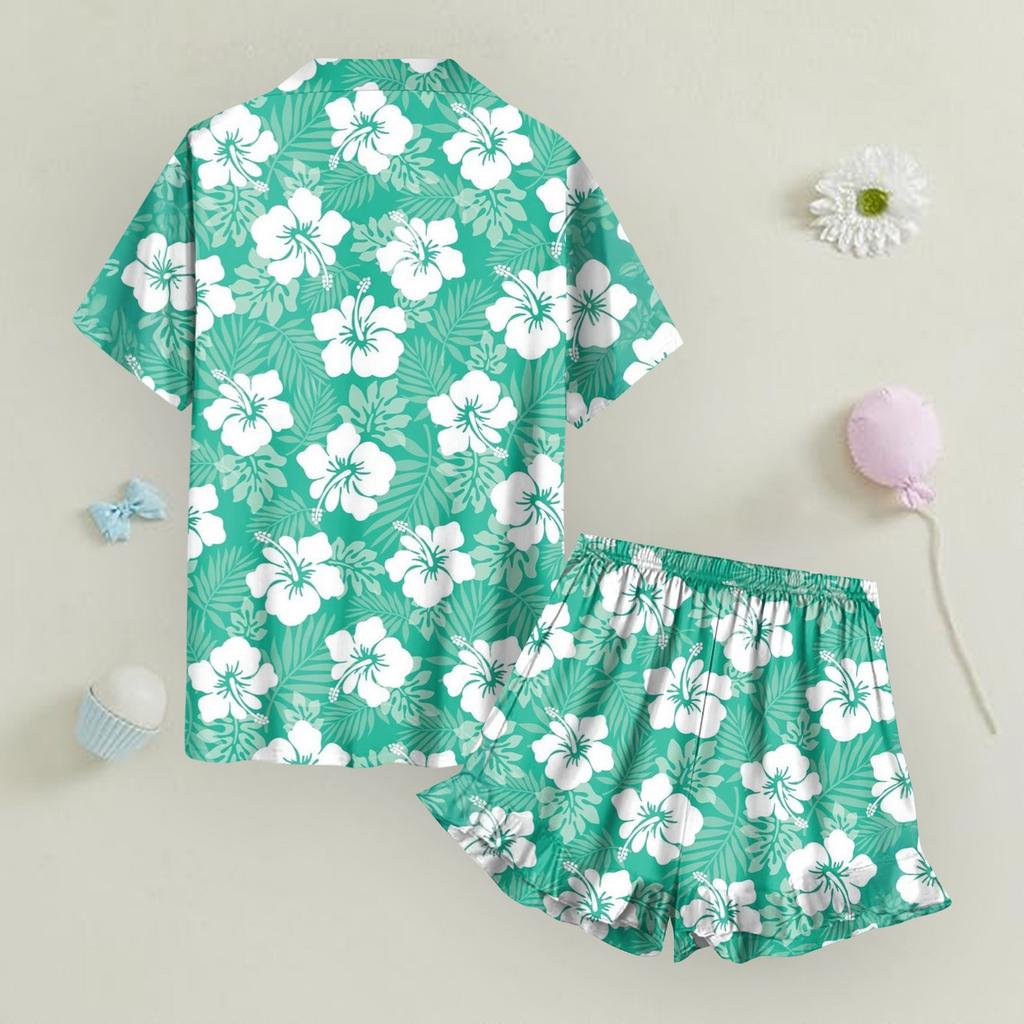 Dětské Domácí Oblečení Pyžamový Set Top s Krátkým Rukávem Šortky Dvoudílný Set Svrchní Oblečení Hrací Kardigan Oblečení