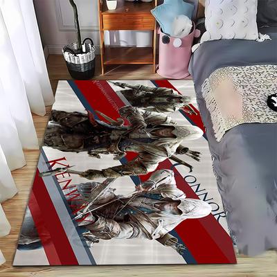 Inspiriertes Teppich mit dynamischen Charakteren für Assassin's Creed, geeignet als rutschfeste Spielmatte für Sofas im Wohn- und Schlafzimmer