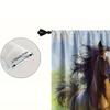 Set Of 2 Modern Equestrian Themed Curtains Vibrant Running Horses Design Chocolate Brown Platinum White Semi Transparent Curtain Made Polyester