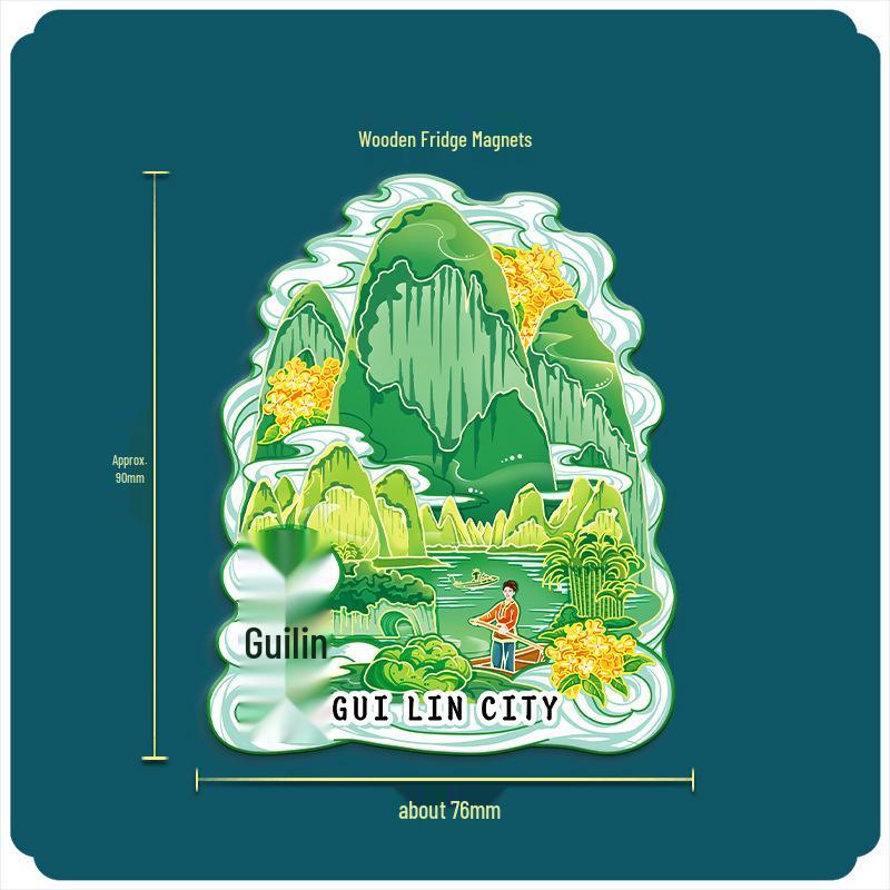 

Гуйлинь Яншо 3D Деревянный Магнит на Холодильник Сувенир