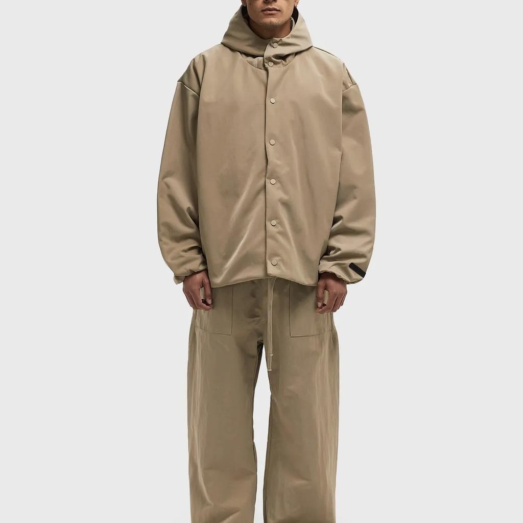 Fear of God Essentials SS25 Nylon Hooded Coach Jacket 'Dessert Sand' Men's 202HO246377F
