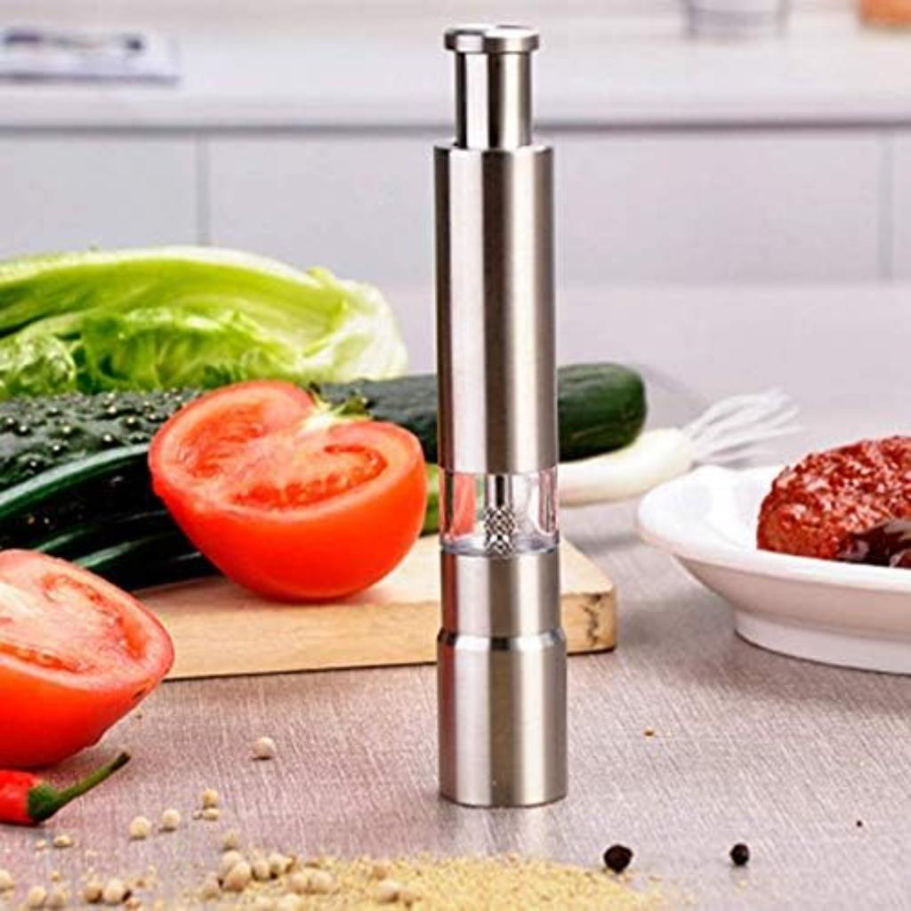 1pc-Manual Black Pepper Stainless Steel Grinder, Manual Stainless Steel Grinder, Kitchen Utensils Artifacts Artificial Seasoning