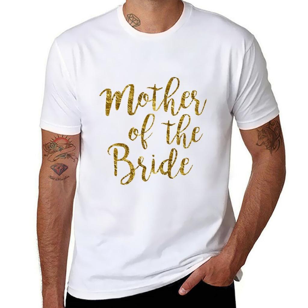 Mother of the Bride  Gold Foil  Wedding TShirt Trendy Casual Short Sleeve Shirt