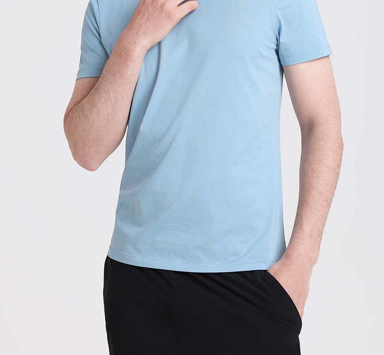[Including Mulberry Silk] Langdeng Short Sleeved T-shirt Men's 2026 Summer Thin Style Cool Solid Color Business Casual Round Neck Top
