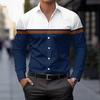 Herr Casual Långärmad Färgblocksskjorta Smal Passform Knäppning Business Casual Skjorta