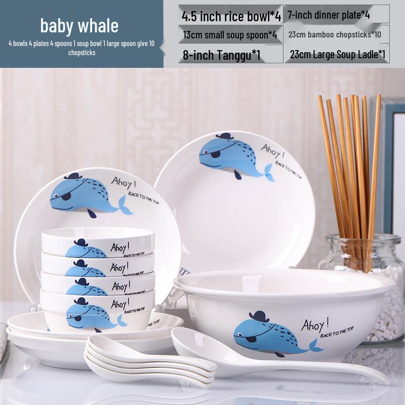 2026 Stylish 8-Piece Dinnerware Set: Plates, Bowls & Chopsticks for Student Dorms