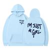 European Size Women's Casual Pocket Hoodie with 'I'm Just a Girl' Print for Autumn/Winter