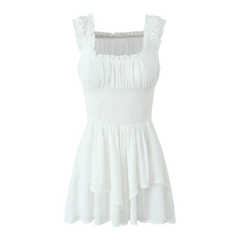

Zhao Lusi Same Style Asymmetrical One-Piece Princess Slim White Dress White Skirt L
