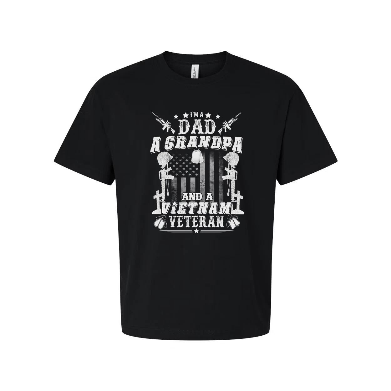 Vietnam Veteran Unisex T Shirt United States Flag Graphic Dad Grandfather Design L