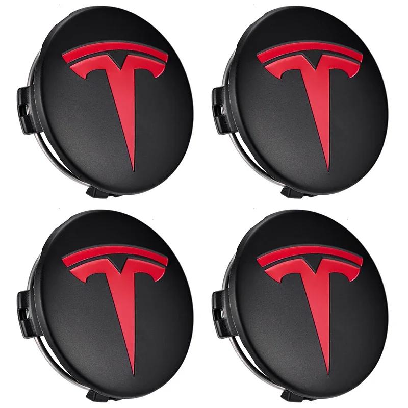 

Car Sticker Tesla 4pcs 56mm Black Red Car Wheel Center Caps Rims Hub Cover Logo For Tesla Model 3 Y X S Hubcaps Auto Accessories