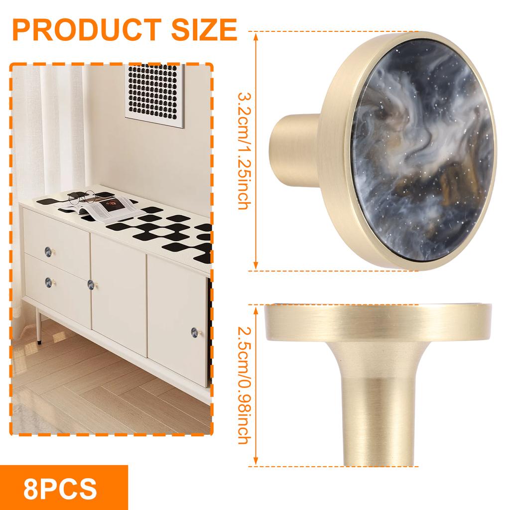 8Pcs Round Door Knobs Single Hole Handle Zinc Alloy Cabinet Knobs Cupboard Door Handles with Screws for Drawer, Wardrobe