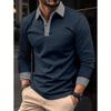 2023 Men's Contrast Color Long-Sleeved Polo Shirts for Spring and Autumn
