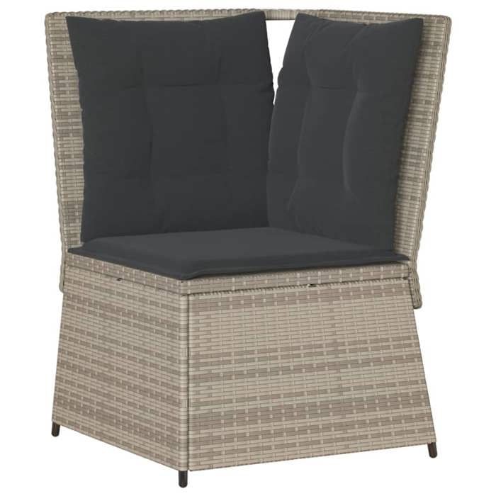VidaXL Canapé d'angle de jardin et coussins gris clair résine tressée, canapé d'angle de jardin, siège d'angle de jardin, 368987