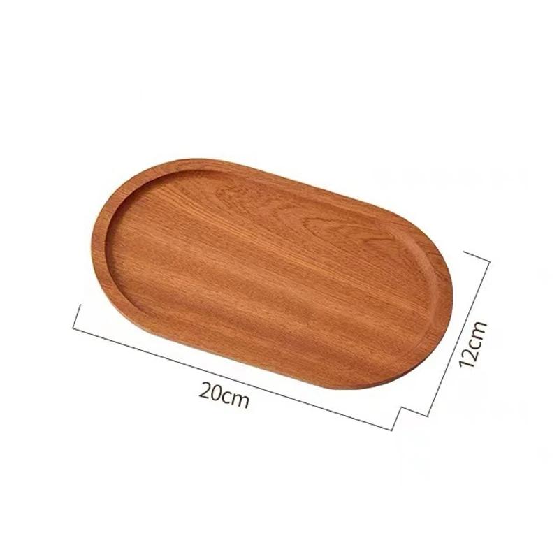 Ins Style Dessert Plate Wooden Tableware Solid Wood Round Dessert Plate Japanese-style Wooden Tray Snack Plate Dried Fruit Plate