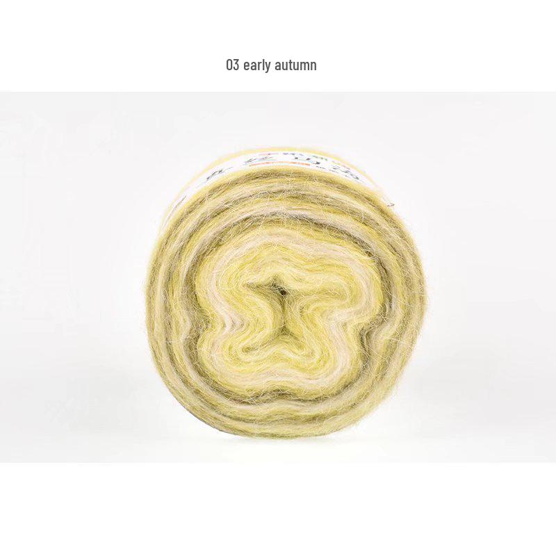 Hand-Dyed Gradient Rainbow Mohair Yarn - Fluffy, Soft, and Perfect for Knitting and DIY Projects.