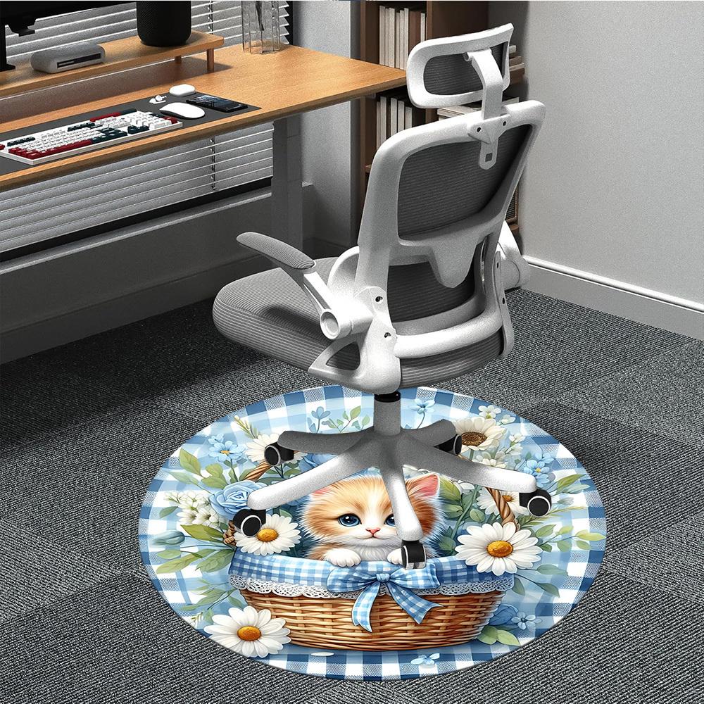 

1pc Cat BasketChair Carpet for Office, Indoor Non-Slip Washable Polyester Fiber Carpet, Mat For Office, Machine Washable 80cm