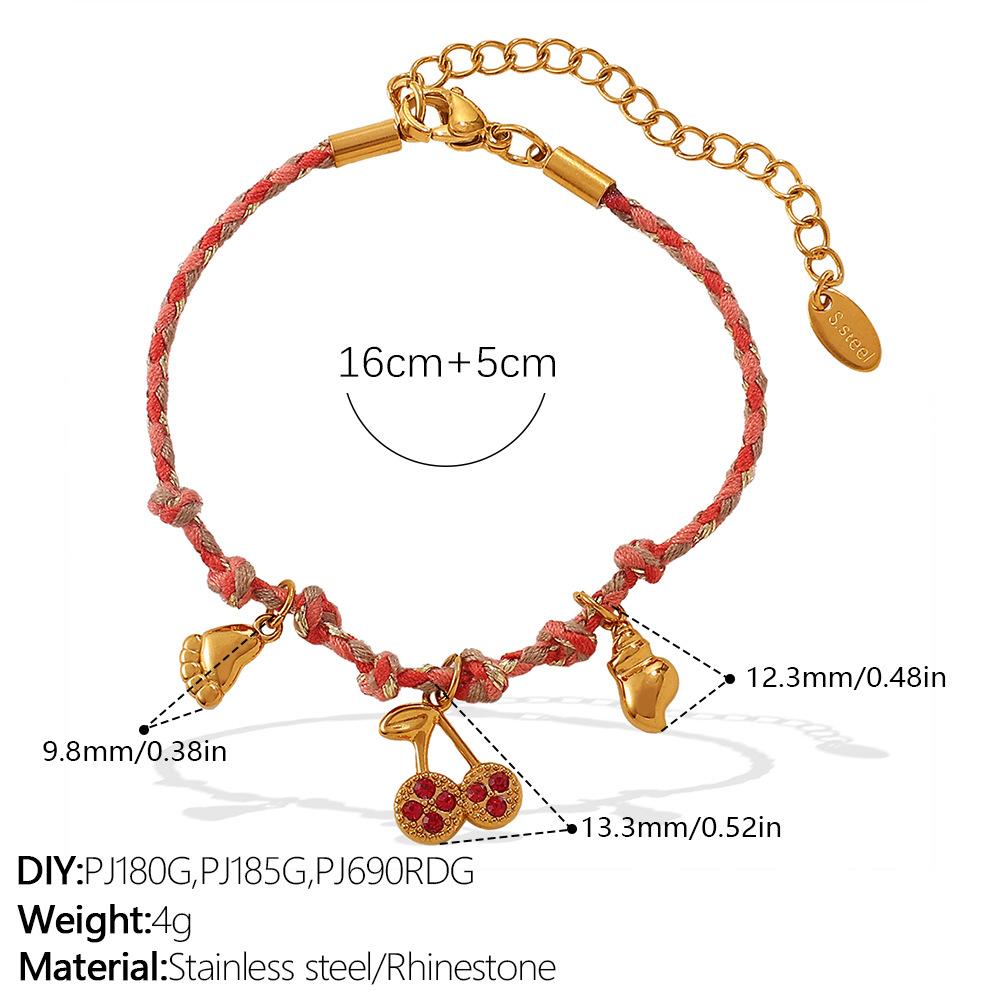 Fashion DIY pendant bracelet stainless steel gold-plated non-fading strawberry cherry necklace jewelry women