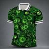 Men's Geometric 3D Print Polo Shirts Short Sleeve Collared Button Casual Athleisure Wear Spring & Summer Blue Yellow Green