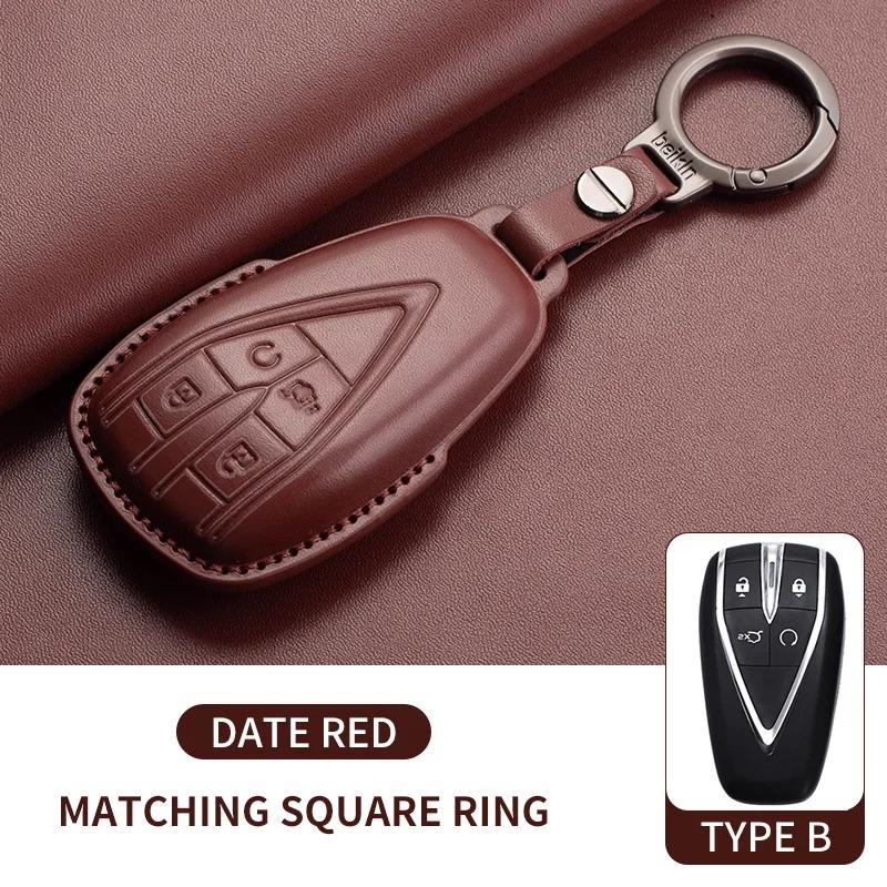 Leather Car Key Case Cover Holder Keychain Shell for Changan CS35 Plus CS55 Plus CS75 Plus Eado UNI T UNI K Oushang X5 X7 EV