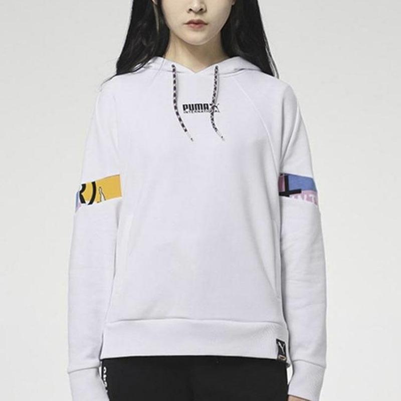 Puma Color Block Knit Hoodie Sweatshirt Women Tops White 531351-02