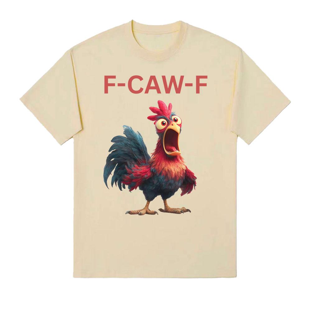 

F-CAW-F Rooster Funny Rooster Pattern T-shirt for Both Men and Women, High Street Fashion and Humorous Men s Pure Cotton Top S