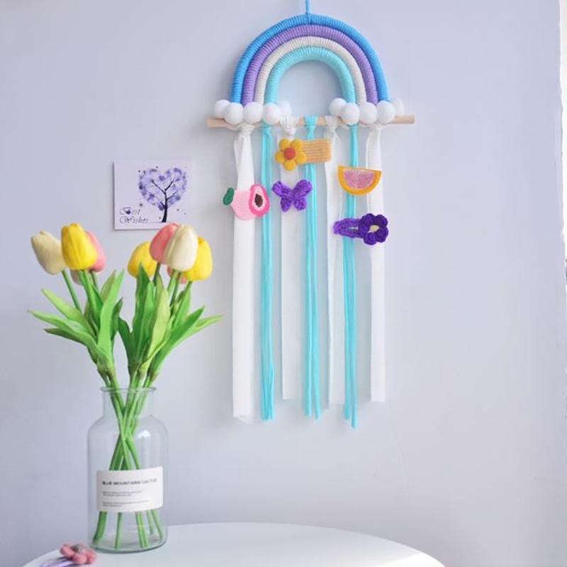 Závěsný organizér na sponky do vlasů s duhou, nástěnný věšák, dekorace, organizér na skřipce do vlasů pro dívku, držák na čelenky, domácí úložný doplněk