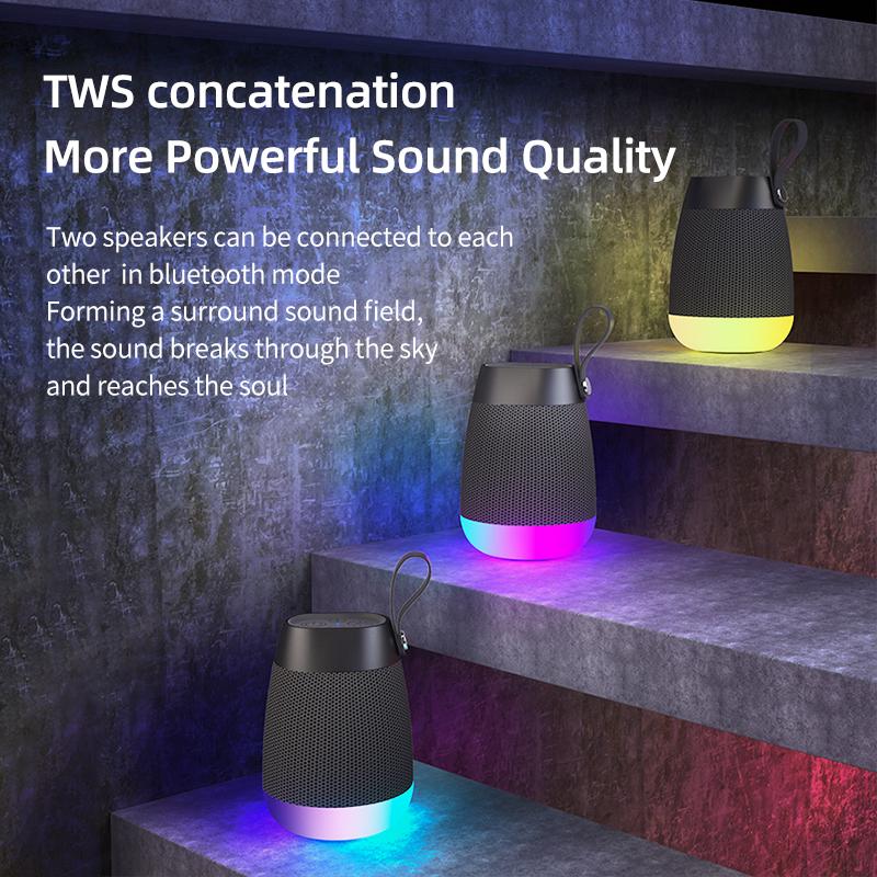 Rockmia Audio EBS-702 Mini Portable RGB Speaker Bluetooth 5.0 Outdoor Wireless Music Box With Colorful LED Light Camping Ridding