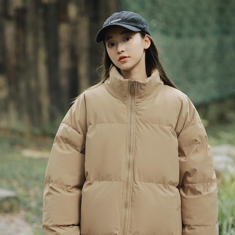 Padded Clothes Men's Solid Color Stand-up Collar Winter New Loose Velvet Thickened Cotton Clothes Thermal Down Jacket Jacket Charge