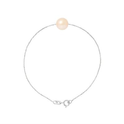 Bracelet - - Genuine Cultured Pearl - 8-9 Mm Pink - 925 Silver - Women