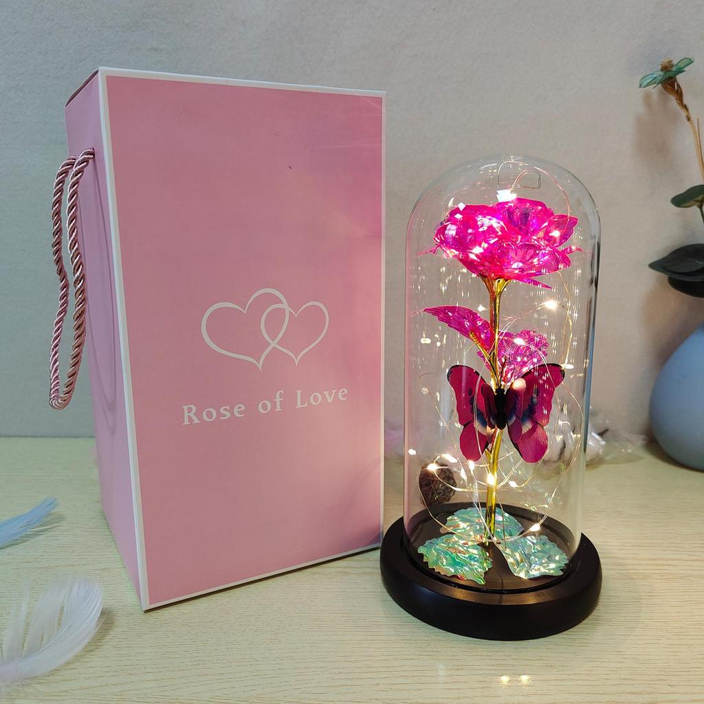 1PC Artificial Rose Flowers Glass Rose LED Light Galaxy Rose Gift For Valentine's Day
