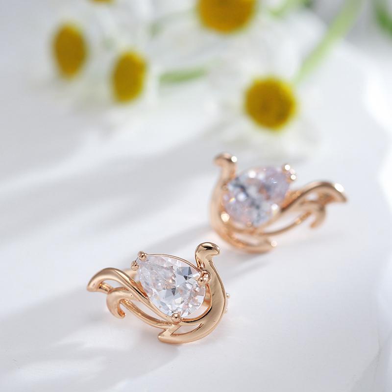 Rose Gold Color Drop Earrings For Women Fashion Natural Zircon Wedding Earrings Luxury Crystal Gifts Daily Jewelry